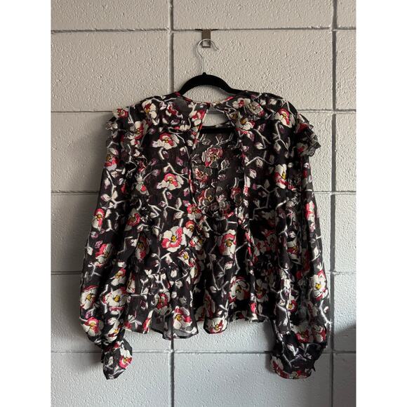 Women Isabel Marant Whimsical Fairy Open Back Floral Metallic Blouse size 36 (4) - Picture 4 of 5